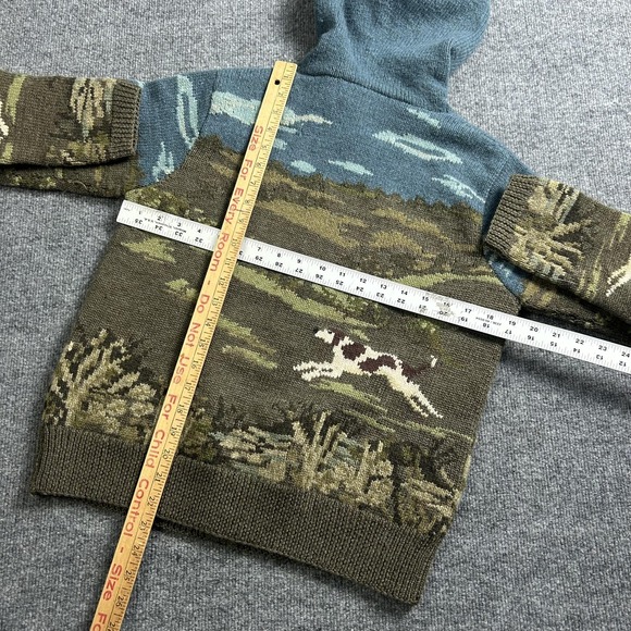 Lauren Ralph Lauren Sweater Womens Petite P/P Brown Wool Hooded Full Zip Dogs - Picture 4 of 4